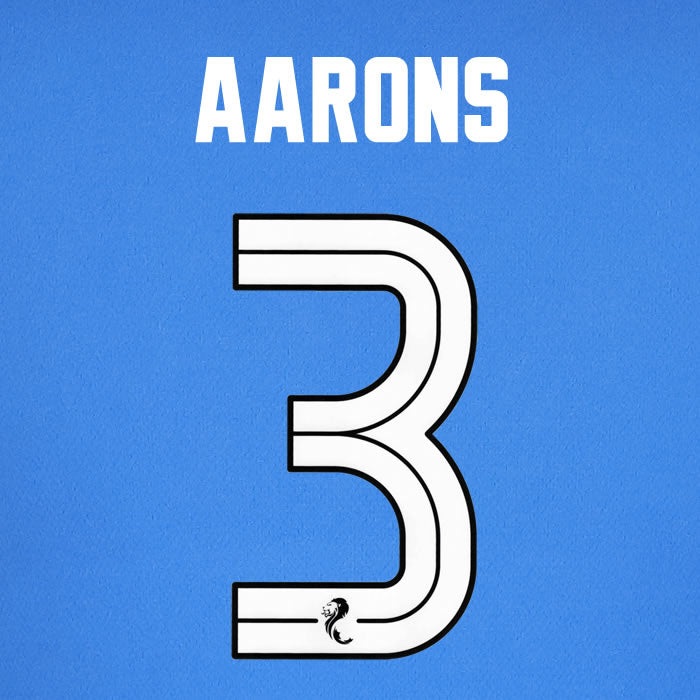 2025 2026 Rangers AARONS 3 WHITE HOME OFFICIAL PLAYER SIZE NAMESET
