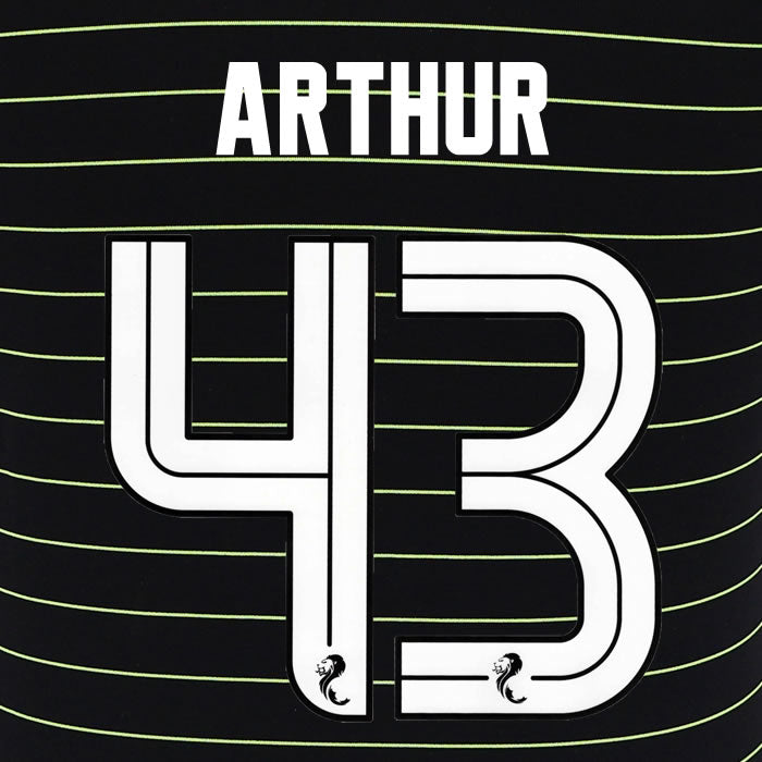 2025 2026 Celtic ARTHUR 43 WHITE AWAY OFFICIAL PLAYER SIZE NAMESET