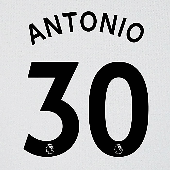 2019 2020 WEST HAM ANTONIO 30 WHITE AWAY OFFICIAL PLAYER SIZE NAME SET