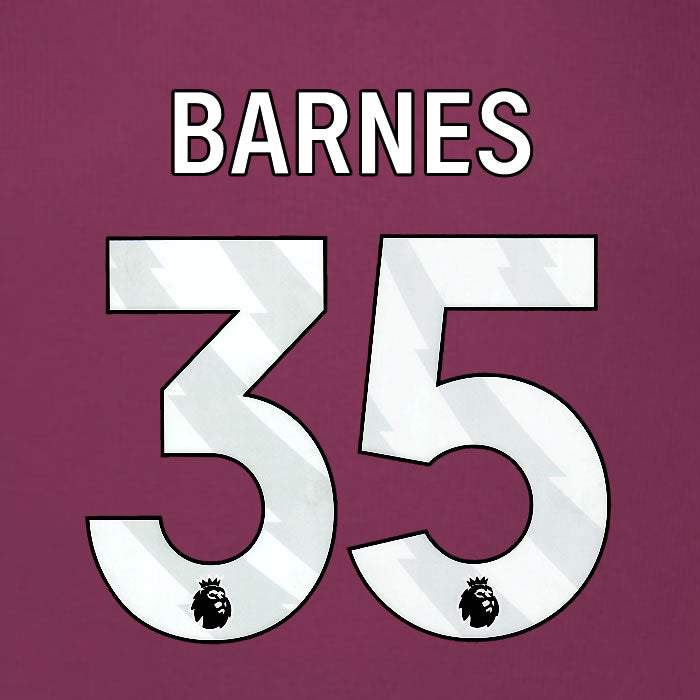 2025 2026 BURNLEY BARNES 35 OFFICIAL WHITE HOME PLAYER SIZE NAMESET