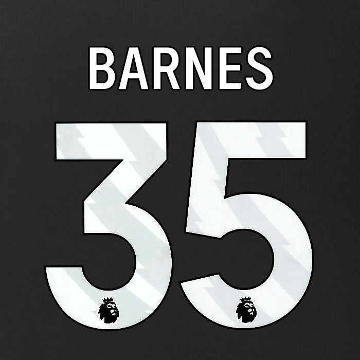 2025 2026 BURNLEY BARNES 35 OFFICIAL WHITE 3RD PLAYER SIZE NAMESET