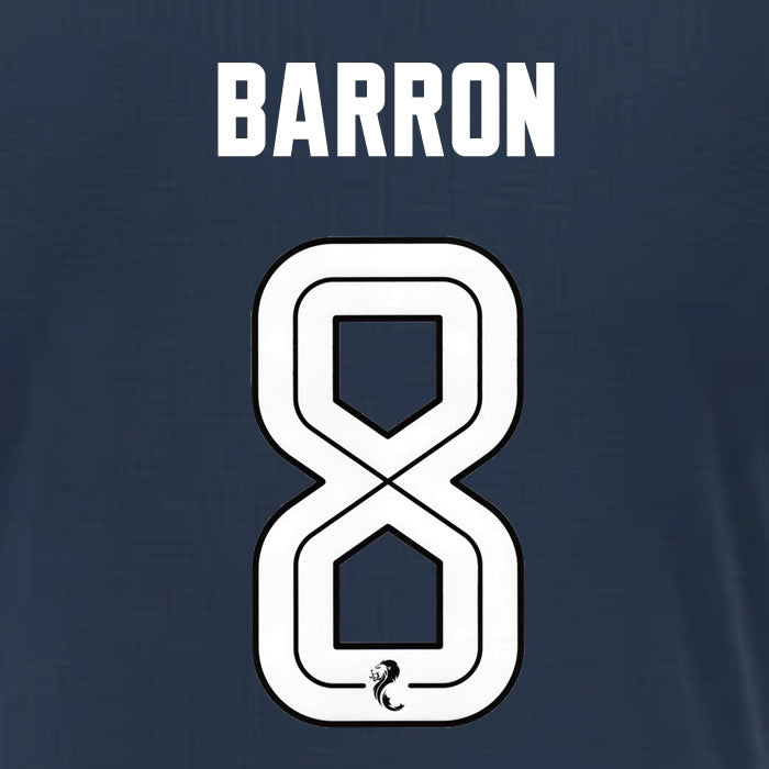2025 2026 Rangers BARRON 8 WHITE 3RD OFFICIAL PLAYER SIZE NAMESET