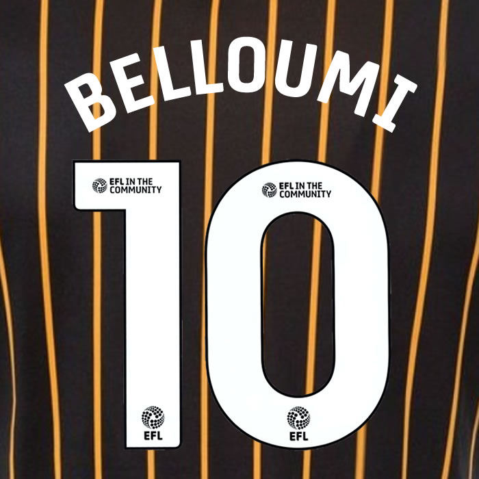 2025 2026 Hull City BELLOUMI 10 WHITE AWAY OFFICIAL PLAYER SIZE NAMESET