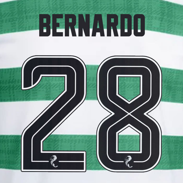 2025 2026 Celtic BERNARDO 28 WHITE HOME OFFICIAL PLAYER SIZE NAMESET