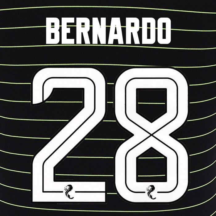 2025 2026 Celtic BERNARDO 28 WHITE AWAY OFFICIAL PLAYER SIZE NAMESET