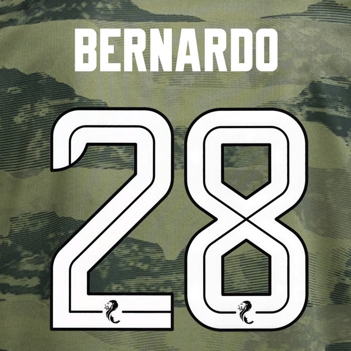 2024 2025 Celtic BERNARDO 28 WHITE 3RD OFFICIAL PLAYER SIZE NAMESET