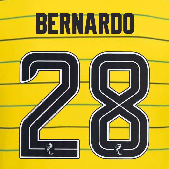 2024 2025 Celtic BERNARDO 28 WHITE AWAY OFFICIAL PLAYER SIZE NAMESET