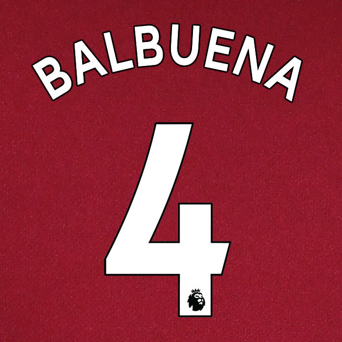 2019 2020 WEST HAM BALBUENA 4 WHITE HOME OFFICIAL PLAYER SIZE NAME SET