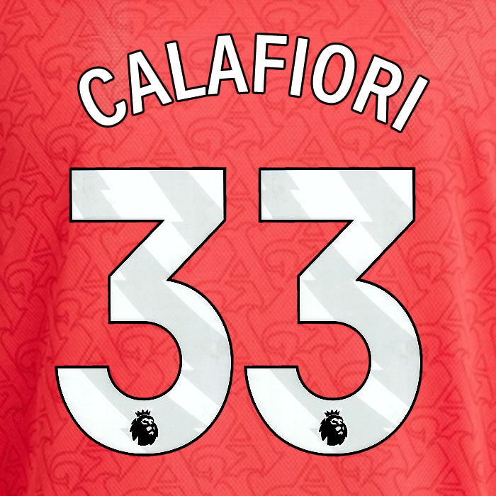 2025 2026 ARSENAL CALAFIORI 33 WHITE HOME OFFICIAL PLAYER SIZE NAMESET
