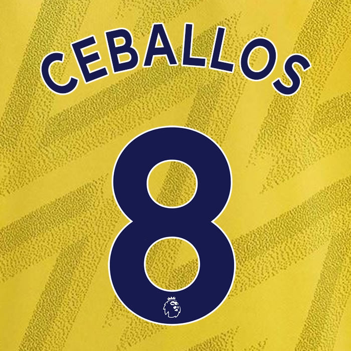 2019 2020 ARSENAL D. CEBALLOS 8 WHITE AWAY OFFICIAL PLAYER SIZE NAME SET