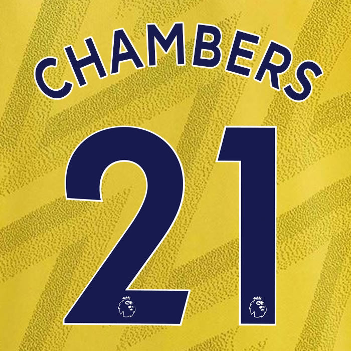 2019 2020 ARSENAL CHAMBERS 21 WHITE AWAY OFFICIAL PLAYER SIZE NAME SET