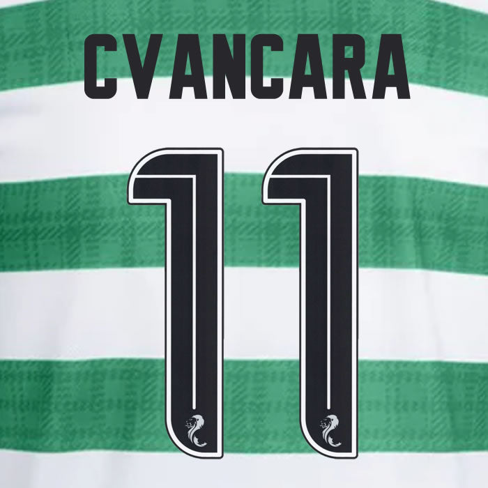2025 2026 Celtic ČVANČARA 11 WHITE HOME OFFICIAL PLAYER SIZE NAMESET