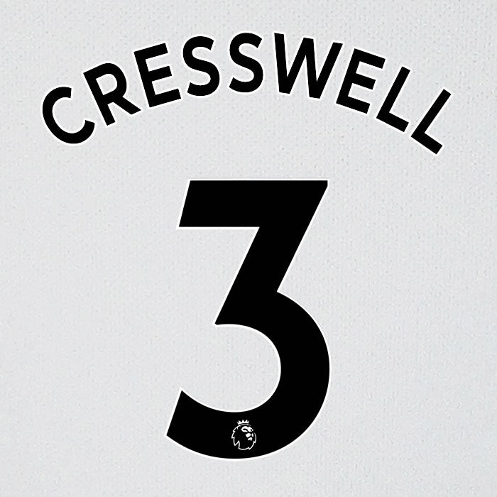 2019 2020 WEST HAM CRESSWELL 3 WHITE AWAY OFFICIAL PLAYER SIZE NAME SET