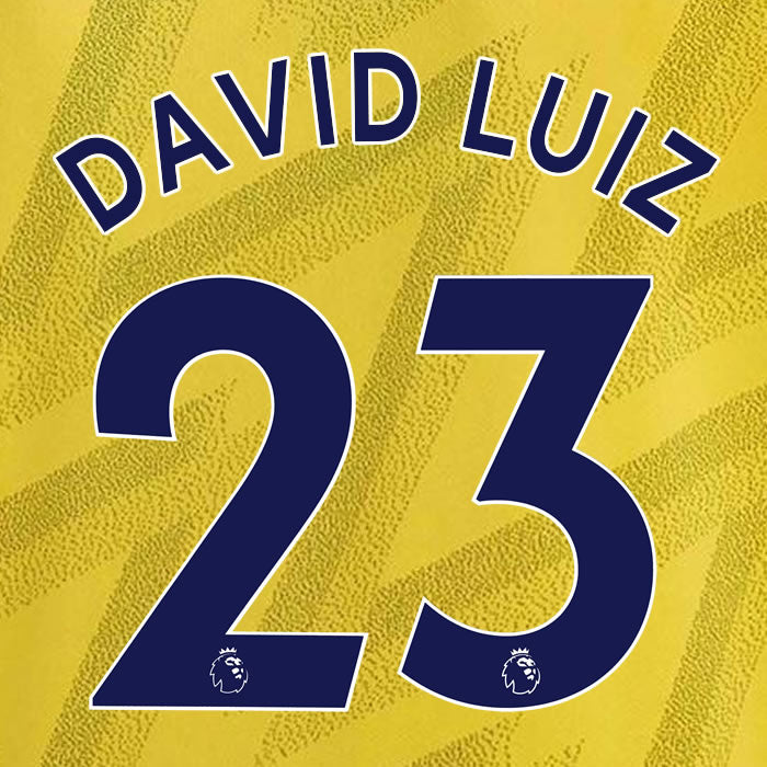 2019 2020 ARSENAL DAVID LUIZ 23 WHITE AWAY OFFICIAL PLAYER SIZE NAME SET