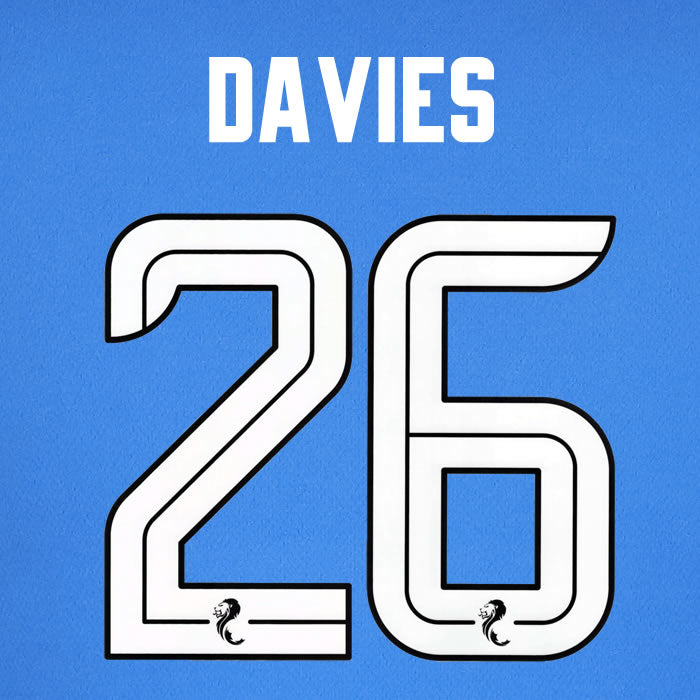 2024 2025 Rangers DAVIES 26 WHITE HOME OFFICIAL PLAYER SIZE NAMESET