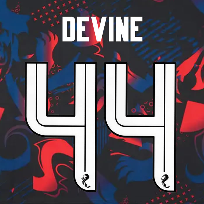 2024 2025 Rangers DEVINE 44 WHITE 3RD OFFICIAL PLAYER SIZE NAMESET