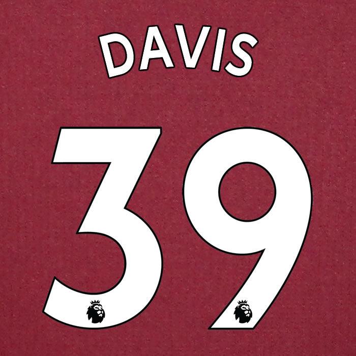 2019 2020 ASTON VILLA DAVIS 39 WHITE HOME OFFICIAL PLAYER SIZE NAME SET
