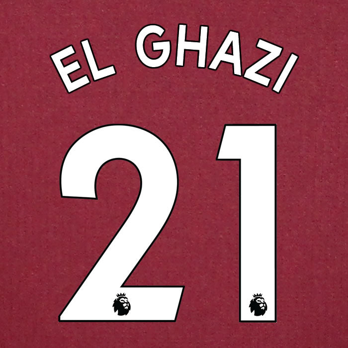 2019 2020 ASTON VILLA EL GHAZI 21 WHITE HOME OFFICIAL PLAYER SIZE NAME SET