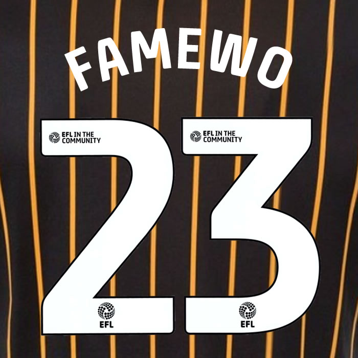 2025 2026 Hull City FAMEWO 23 WHITE AWAY OFFICIAL PLAYER SIZE NAMESET