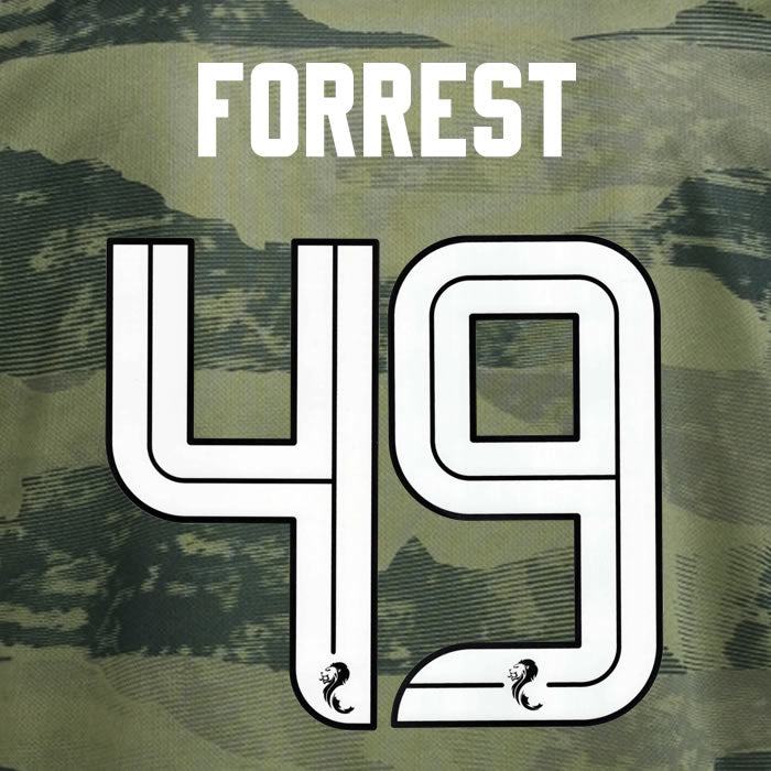 2024 2025 Celtic FORREST 49 WHITE 3RD OFFICIAL PLAYER SIZE NAMESET