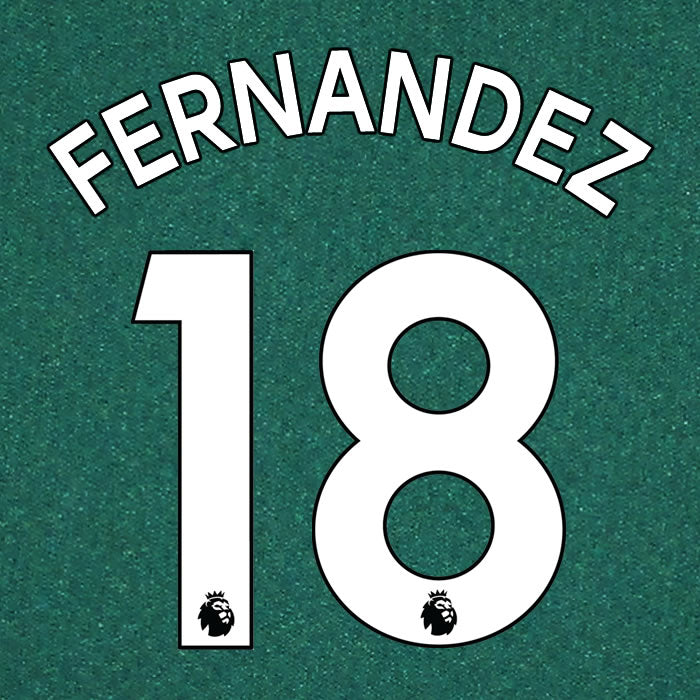 2019 2020 NEWCASTLE UNITED FERNÁNDEZ 18 WHITE AWAY OFFICIAL PLAYER SIZE NAME SET