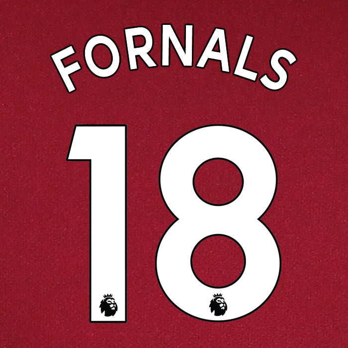 2019 2020 WEST HAM P. FORNALS 18 WHITE HOME OFFICIAL PLAYER SIZE NAME SET