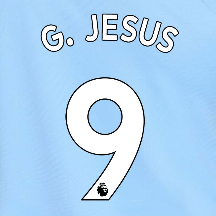 2019 2020 MANCHESTER CITY G. JESUS 9 WHITE HOME OFFICIAL PLAYER SIZE NAME SET