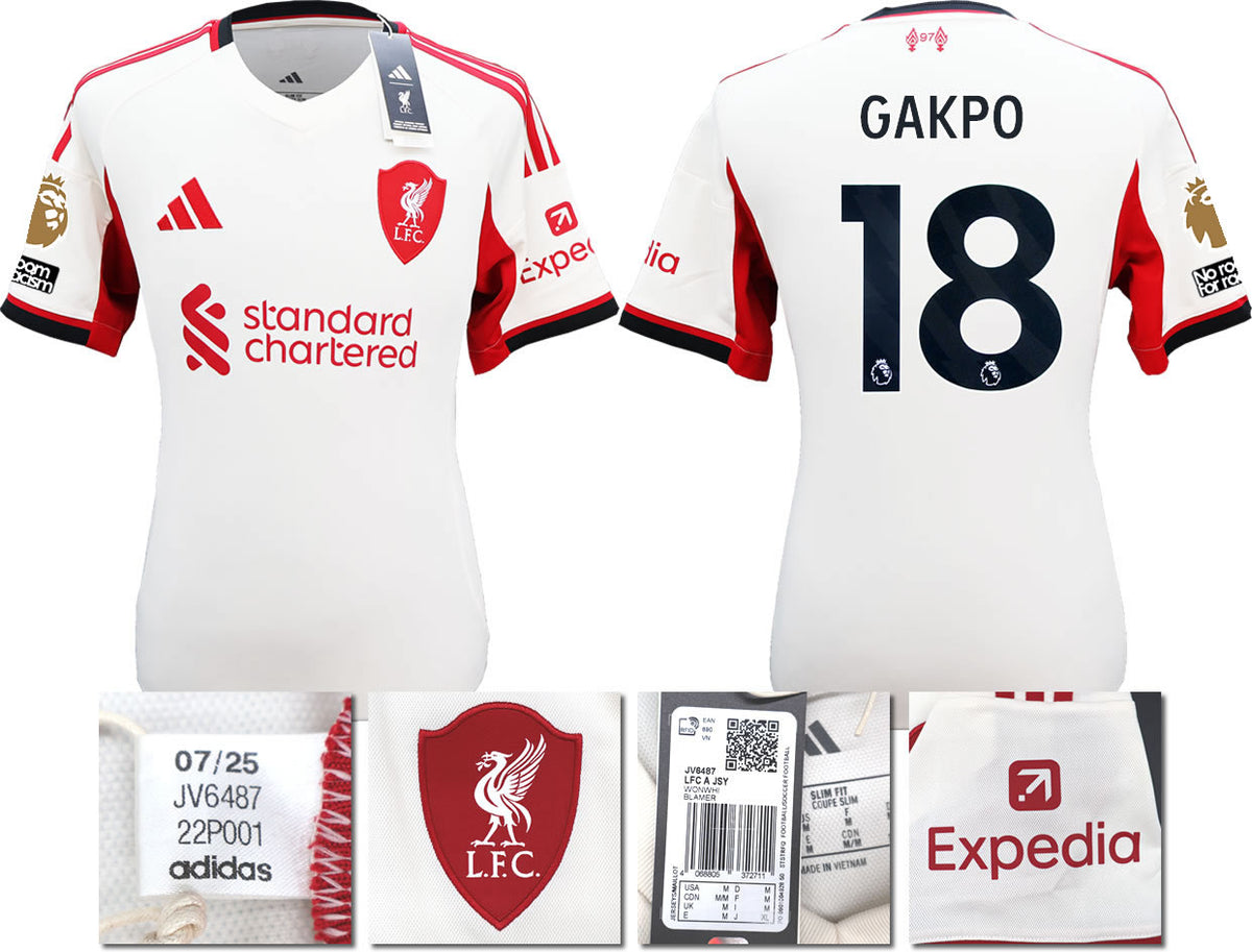 BNWT 2025 2026 LIVERPOOL AWAY SHIRT GAKPO 18 MEN'S