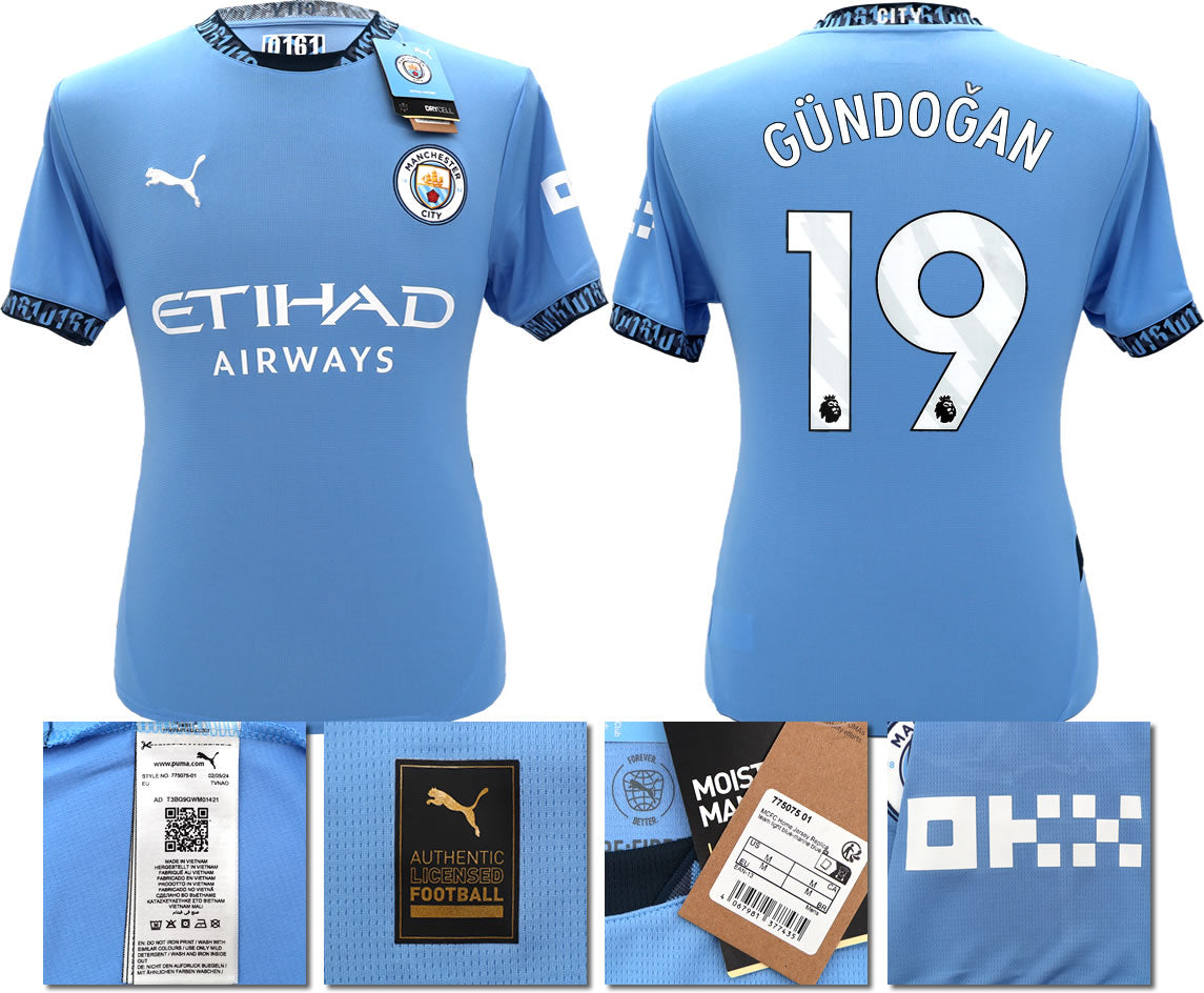 BNWT 2024 2025 MAN CITY PUMA HOME GÜNDOĞAN 19 FOOTBALL SHIRT