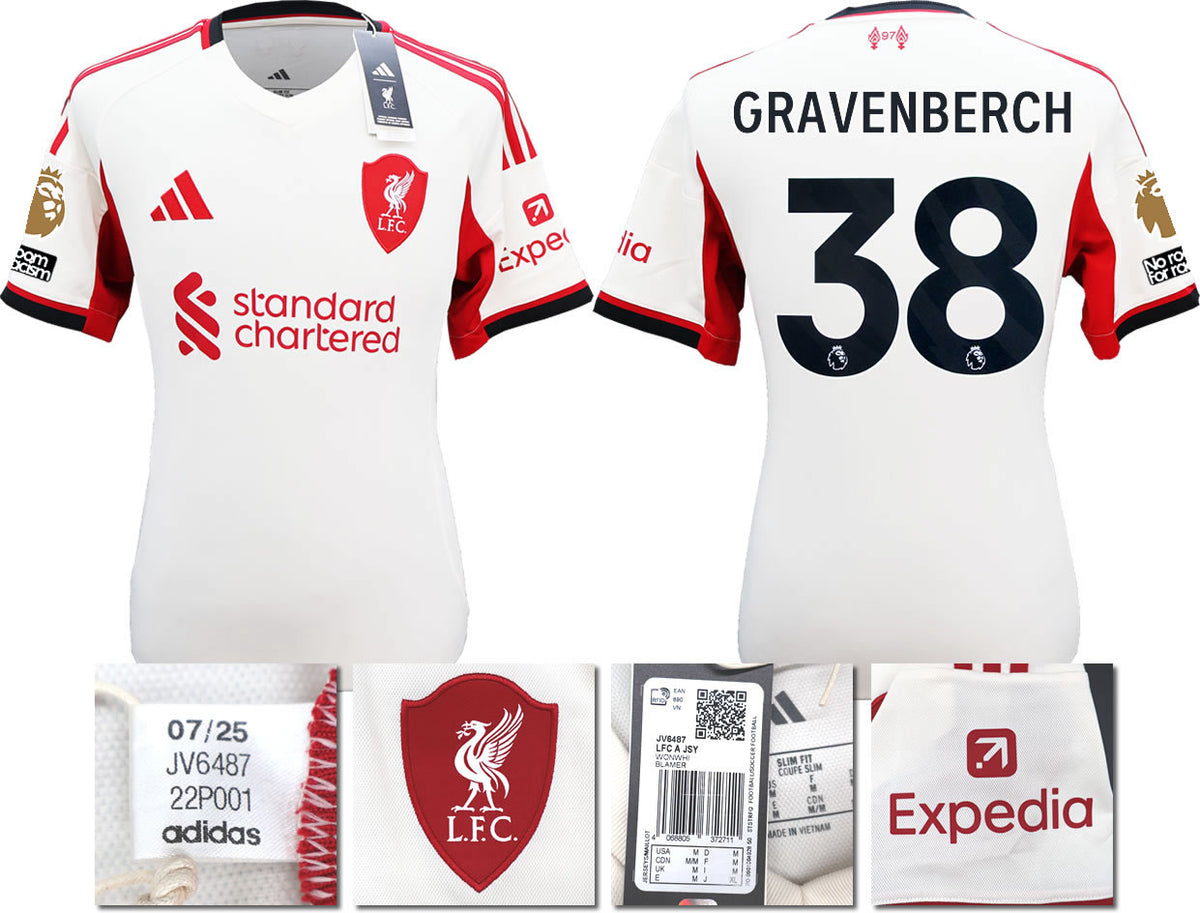 BNWT 2025 2026 LIVERPOOL AWAY SHIRT GRAVENBERCH 38 MEN'S