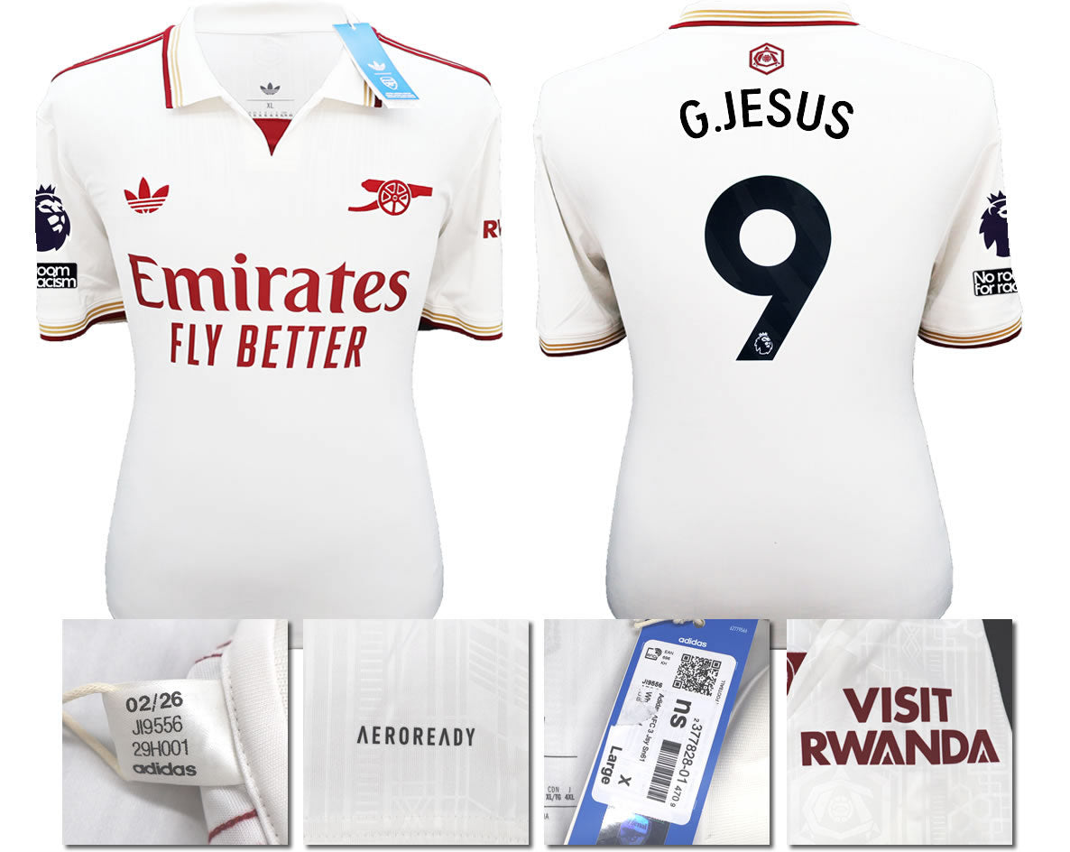 BNWT 2025/2026 ARSENAL F.C. ADIDAS 3RD SHIRT G. JESUS 9
