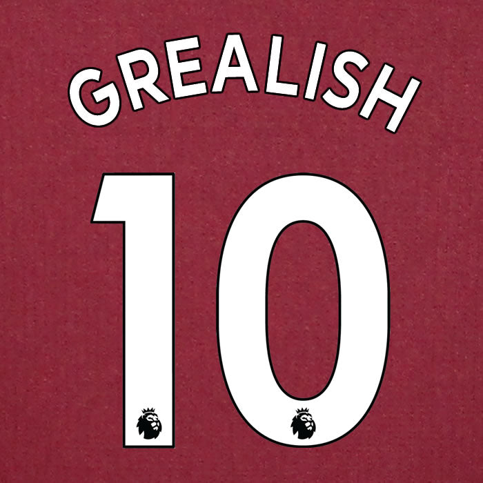 2019 2020 ASTON VILLA GREALISH 10 WHITE HOME OFFICIAL PLAYER SIZE NAME SET