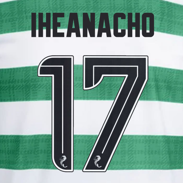 2025 2026 Celtic IHEANACHO 17 WHITE HOME OFFICIAL PLAYER SIZE NAMESET