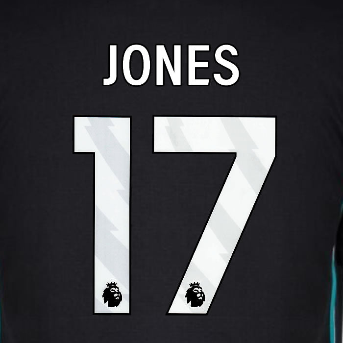 2024 2025 OFFICIAL LIVERPOOL JONES 17 BLACK AWAY PLAYER SIZE NAMESET