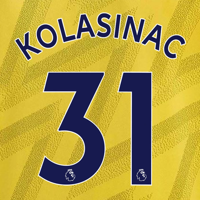 2019 2020 ARSENAL KOLASINAC 31 WHITE AWAY OFFICIAL PLAYER SIZE NAME SET