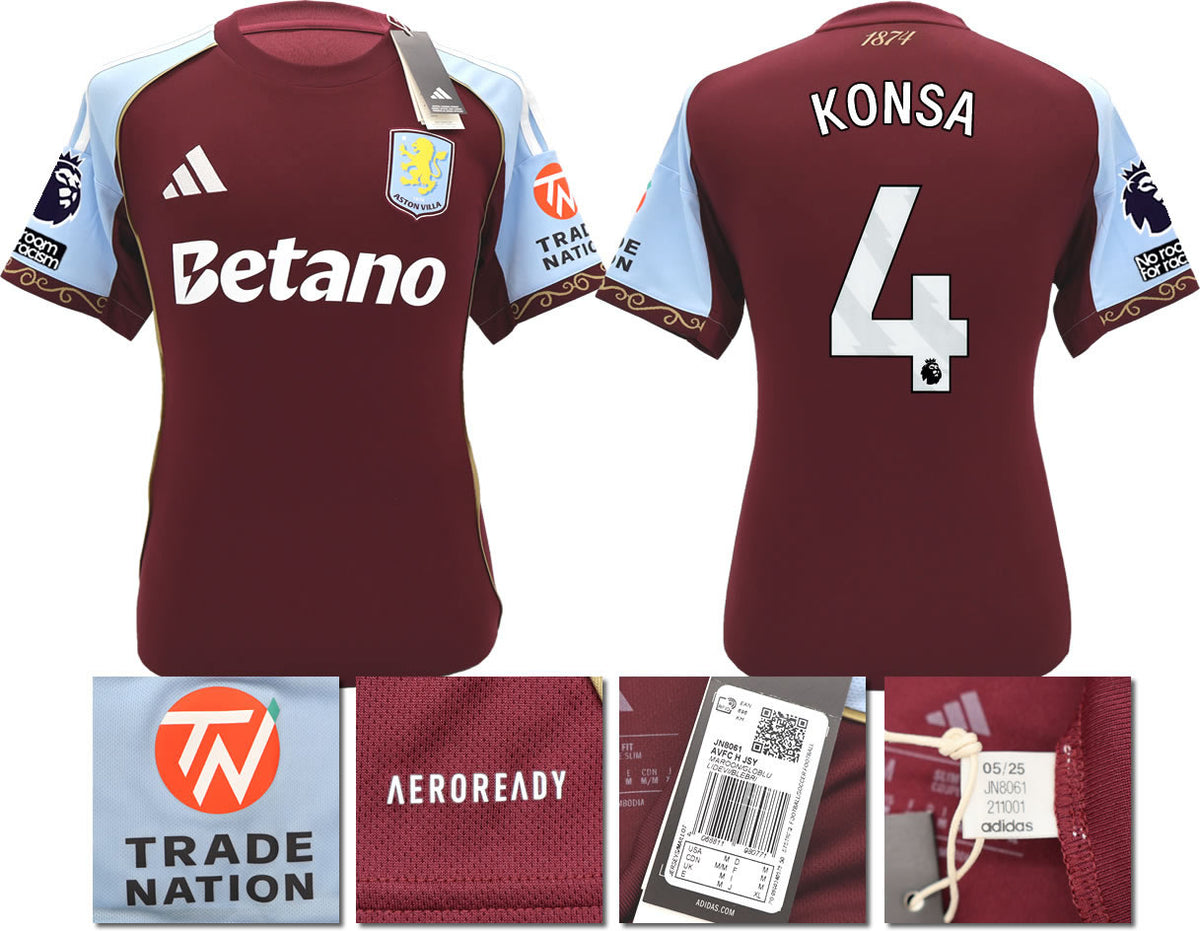 BNWT 2025/26 ASTON VILLA FC HOME SHIRT KONSA 4