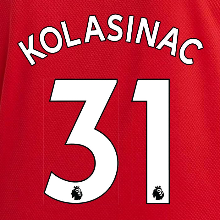 2019 2020 ARSENAL KOLASINAC 31 WHITE HOME OFFICIAL PLAYER SIZE NAME SET