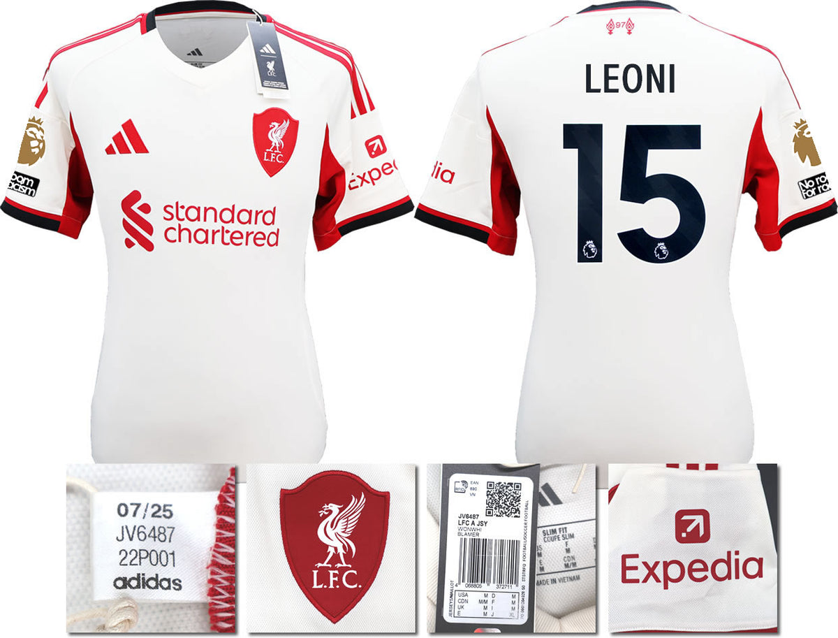 BNWT 2025 2026 LIVERPOOL AWAY SHIRT LEONI 15 MEN'S
