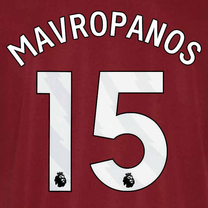 2023 2024 OFFICIAL WEST HAM MAVROPANOS 15 HOME PLAYER SIZE NAME SET