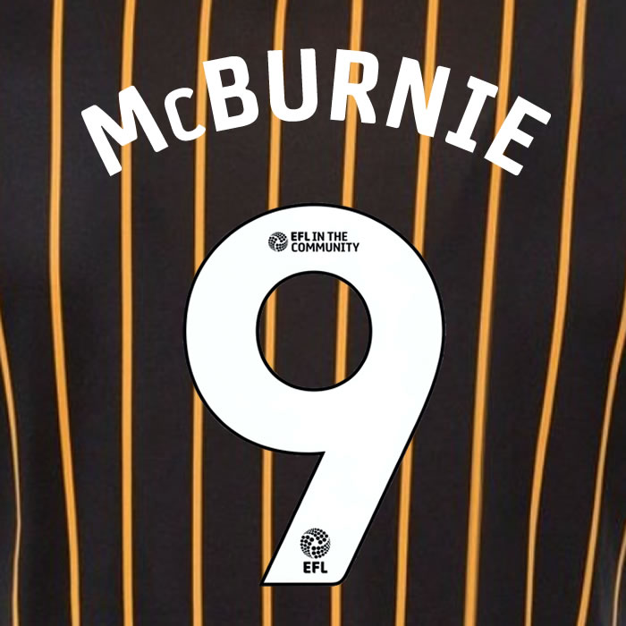 2025 2026 Hull City MCBURNIE 9 WHITE AWAY OFFICIAL PLAYER SIZE NAMESET