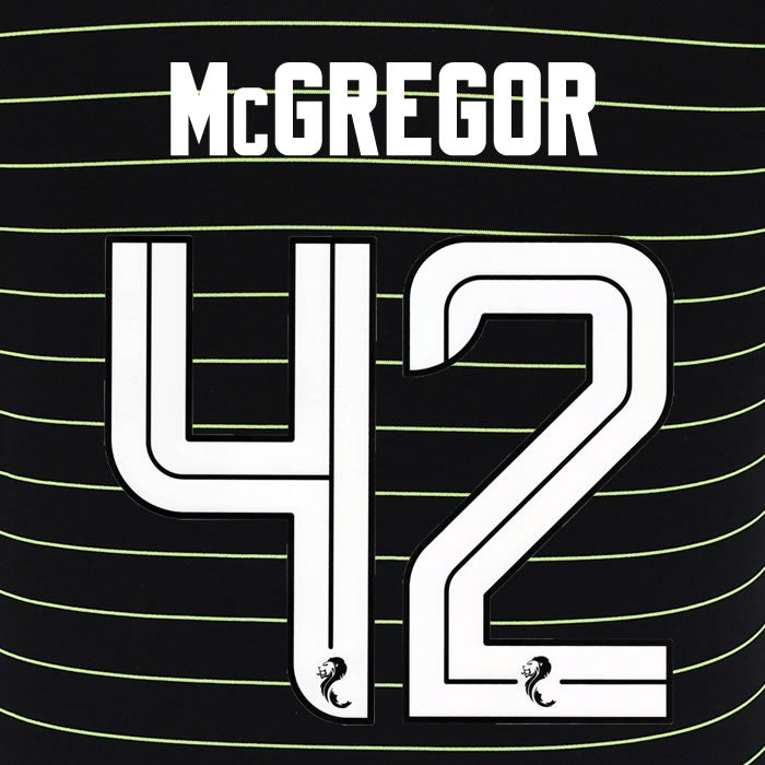 2025 2026 Celtic McGREGOR 42 WHITE AWAY OFFICIAL PLAYER SIZE NAMESET