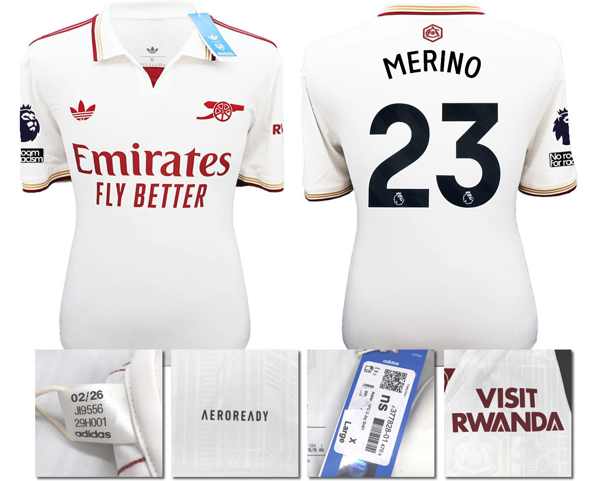 BNWT 2025/2026 ARSENAL F.C. ADIDAS 3RD SHIRT MERINO 23