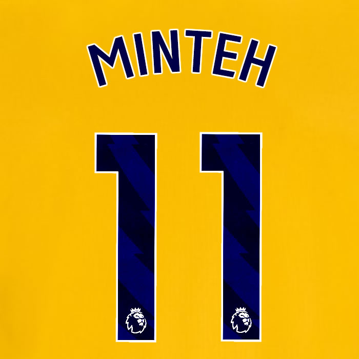 2025 2026 OFFICIAL BRIGHTON HOVE ALBION MINTEH 11 3RD PLAYER SIZE NAME SET