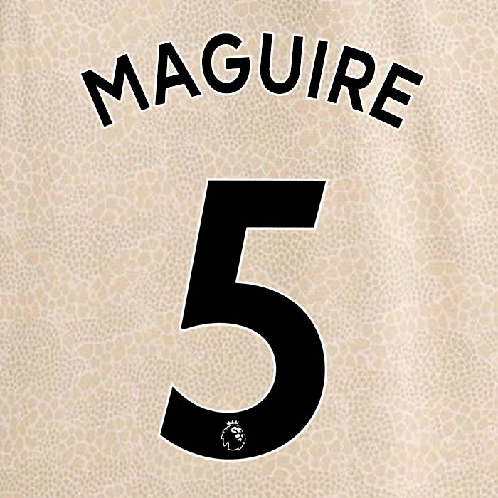 2019 2020 MANCHESTER UNITED MAGUIRE 5 WHITE AWAY OFFICIAL PLAYER SIZE NAME SET