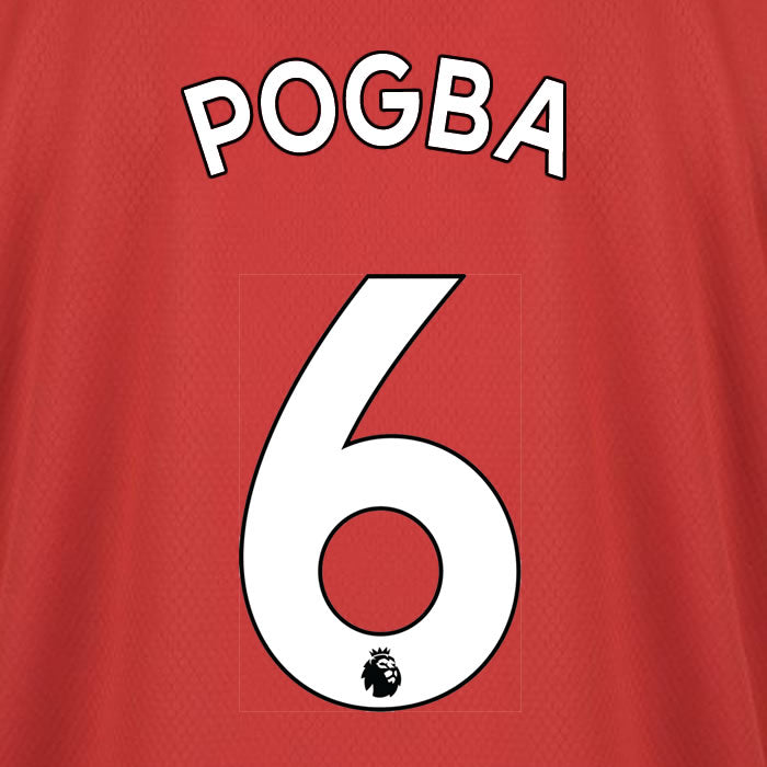 2019 2020 MANCHESTER UNITED POGBA 6 WHITE HOME OFFICIAL PLAYER SIZE NAME SET