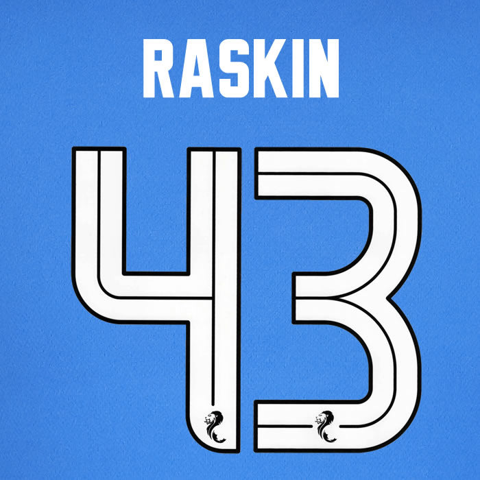 2024 2025 Rangers RASKIN 43 WHITE HOME OFFICIAL PLAYER SIZE NAMESET