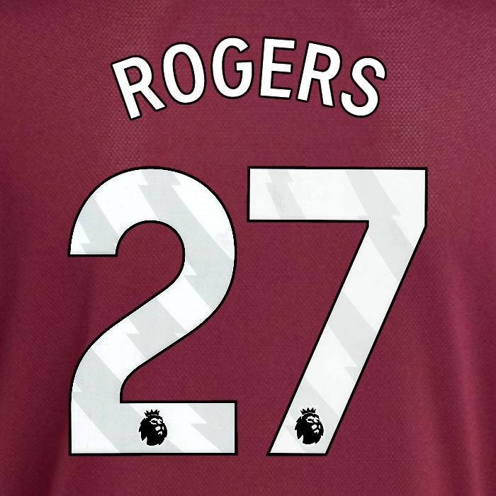 2025 2026 ASTON VILLA ROGERS 27 OFFICIAL WHITE HOME PLAYER SIZE NAMESET