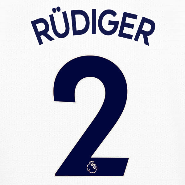 2019 2020 CHELSEA RÜDIGER 2 WHITE AWAY OFFICIAL PLAYER SIZE NAME SET