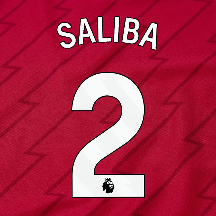 2023 2024 OFFICIAL ARSENAL SALIBA 2 HOME PLAYER SIZE NAME SET