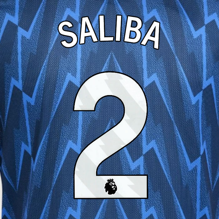 2025 2026 ARSENAL SALIBA 2 WHITE AWAY OFFICIAL PLAYER SIZE NAMESET
